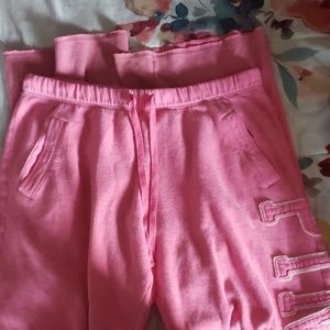 Pink drawstring sweat pants